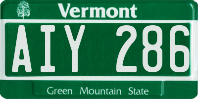 VT license plate AIY286