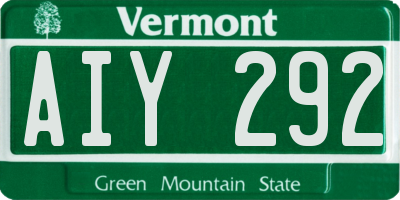 VT license plate AIY292