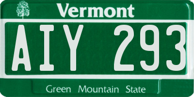 VT license plate AIY293