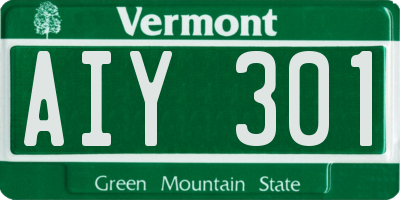 VT license plate AIY301
