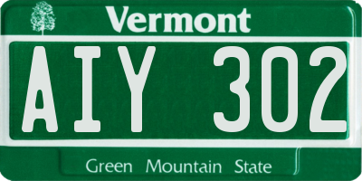 VT license plate AIY302