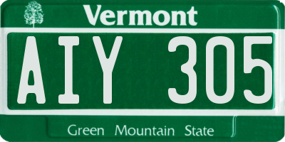 VT license plate AIY305