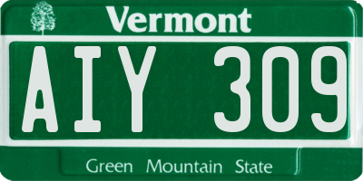 VT license plate AIY309