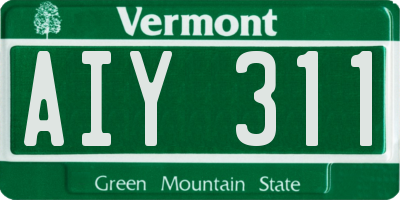 VT license plate AIY311