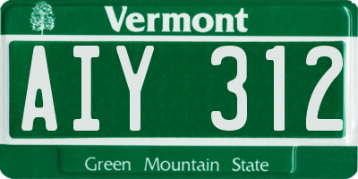 VT license plate AIY312