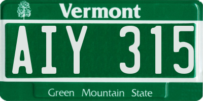 VT license plate AIY315