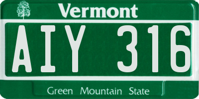 VT license plate AIY316