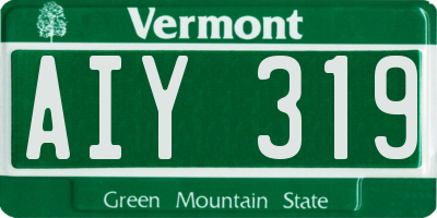 VT license plate AIY319