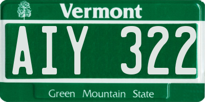 VT license plate AIY322