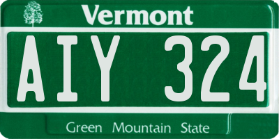 VT license plate AIY324