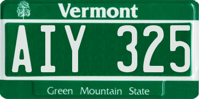 VT license plate AIY325