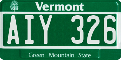 VT license plate AIY326