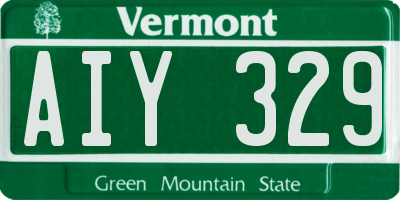 VT license plate AIY329
