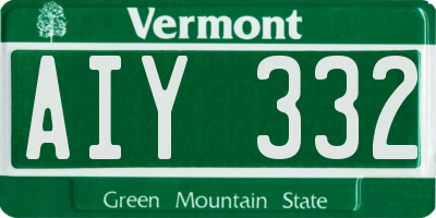VT license plate AIY332