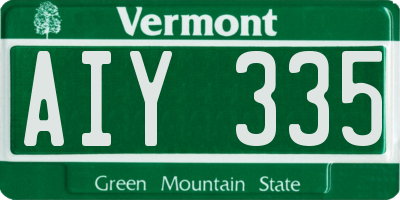 VT license plate AIY335