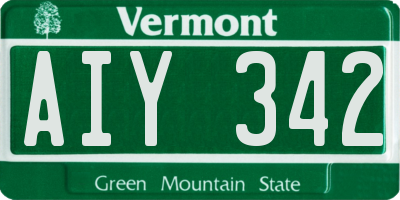 VT license plate AIY342