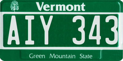 VT license plate AIY343