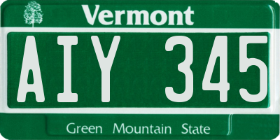 VT license plate AIY345