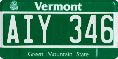 VT license plate AIY346