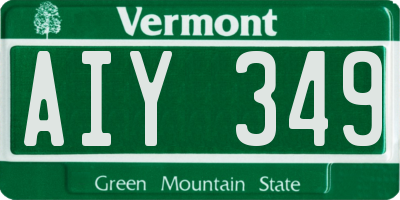 VT license plate AIY349