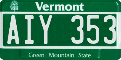 VT license plate AIY353
