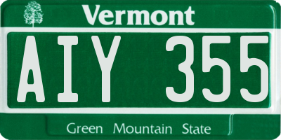 VT license plate AIY355