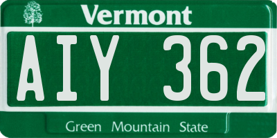 VT license plate AIY362