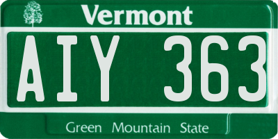 VT license plate AIY363