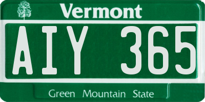 VT license plate AIY365
