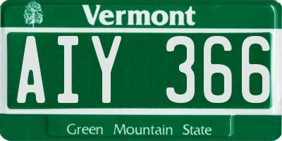 VT license plate AIY366