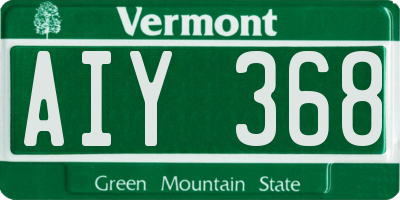VT license plate AIY368