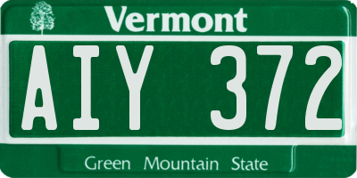 VT license plate AIY372