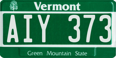 VT license plate AIY373
