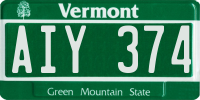 VT license plate AIY374