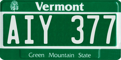 VT license plate AIY377
