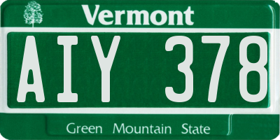 VT license plate AIY378