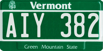 VT license plate AIY382