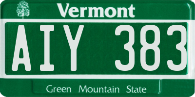 VT license plate AIY383