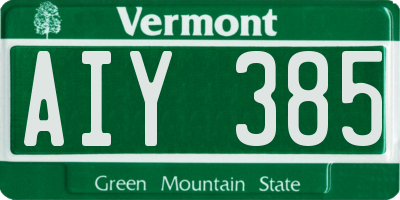 VT license plate AIY385