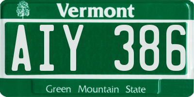 VT license plate AIY386