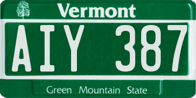 VT license plate AIY387