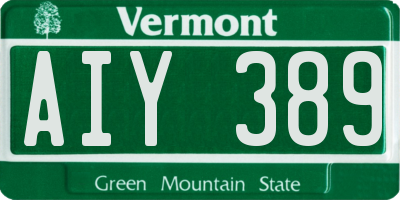 VT license plate AIY389