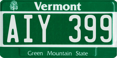 VT license plate AIY399