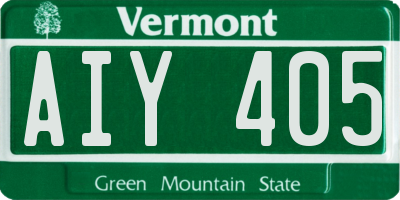VT license plate AIY405