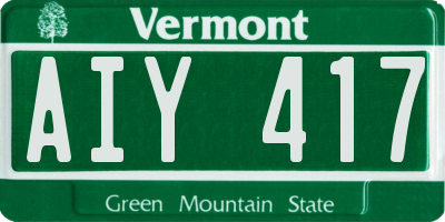 VT license plate AIY417