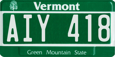 VT license plate AIY418