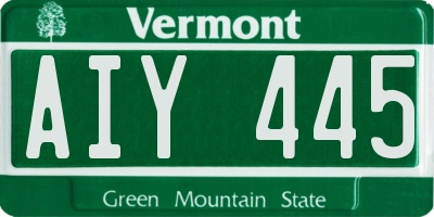 VT license plate AIY445