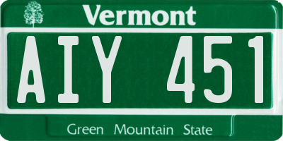 VT license plate AIY451