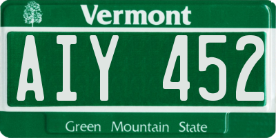 VT license plate AIY452