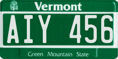 VT license plate AIY456